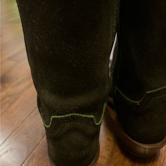 Lucchese Dark Brown Suede Edie boots with Green Stitching - Picture 10 of 11